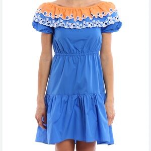 Peter Pilotto Blue & Orange Ruffled Off-Shoulder Sundress, Excellent condition